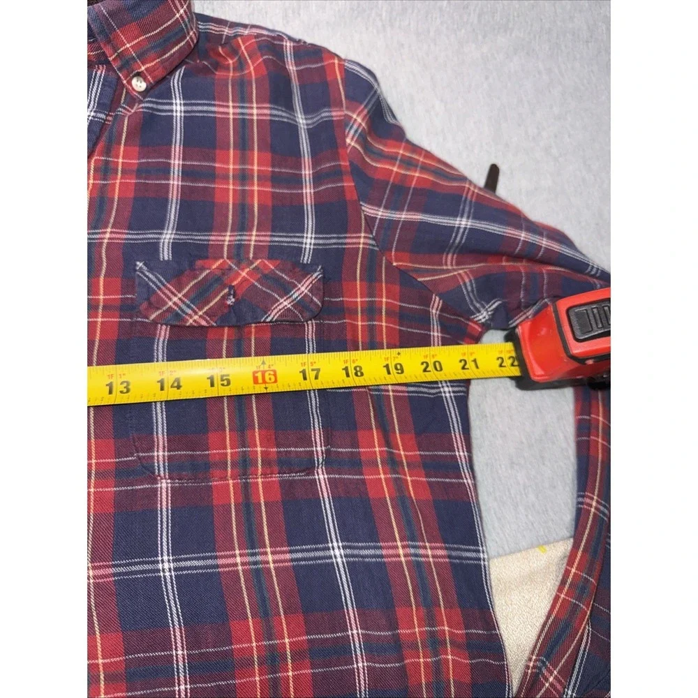 Levi's Men's Tailored Fit Plaid Flannel Shirt Red Blue Long Sleeve Button Up